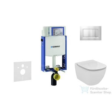   Geberit Kombifix falra szerelhető WC szett, Ideal Standard Tesi Aquablade Wc soft close ülőkével, Sigma 30 matt/fényes króm nyomólappal 110302005NU7