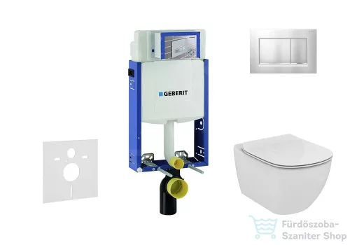 Geberit Kombifix falra szerelhető WC szett, Ideal Standard Tesi Aquablade Wc soft close ülőkével, Sigma 30 matt/fényes króm nyomólappal 110302005NU7