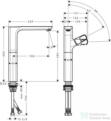 Hansgrohe AXOR URQUIOLA egykaros mosdócsaptelep, DN15 mosdótálakhoz, króm 11035000