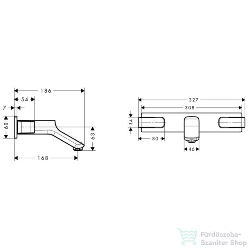 Hansgrohe AXOR Urquiola 3-lyukú mosdócsaptelep DN15 falsík alatti szereléshez, rövid kifolyóval, króm 11042000