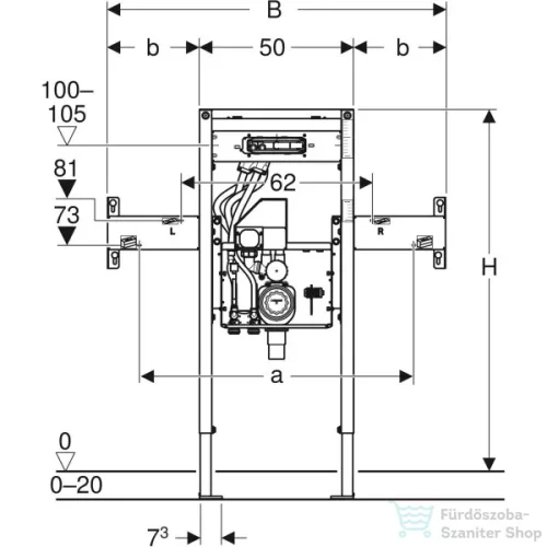 Geberit DUOFIX mosdótartó állvány ONE 105 cm széles mosdóhoz,csaptelephez,parapet magasságú,111.093.00.1