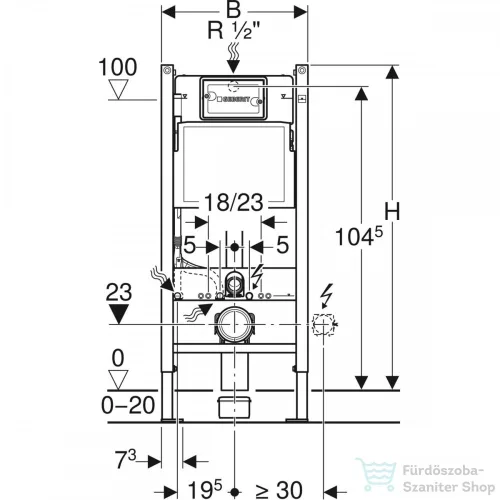 Geberit Duofix Basic (DELTA) 12cm-es, wc tartály szerelőelem, fali wc-hez 111.153.00.3