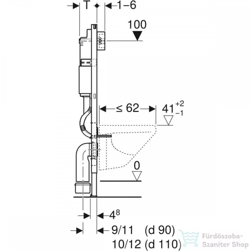 Geberit Duofix Basic (DELTA) 12cm-es, wc tartály szerelőelem, fali wc-hez 111.153.00.3