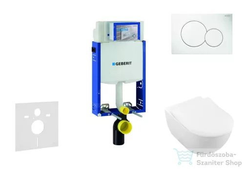 Geberit Kombifix falra szerelhető WC szett, Villeroy & Boch Subway 2.0 CeramicPlus Wc soft close ülőkével, Sigma 01 alpesi fehér nyomólappal 111302005NI1