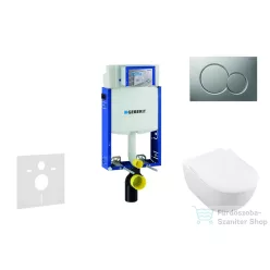   Geberit Kombifix falra szerelhető WC szett, Villeroy & Boch Subway 2.0 CeramicPlus Wc soft close ülőkével, Sigma 01 matt króm nyomólappal 111302005NI3