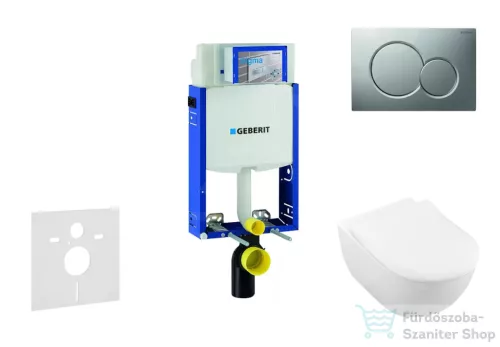 Geberit Kombifix falra szerelhető WC szett, Villeroy & Boch Subway 2.0 CeramicPlus Wc soft close ülőkével, Sigma 01 matt króm nyomólappal 111302005NI3
