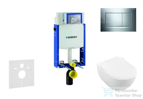 Geberit Kombifix falra szerelhető WC szett, Villeroy & Boch Subway 2.0 CeramicPlus Wc soft close ülőkével, Sigma 30 fényes/matt króm nyomólappal 111302005NI6