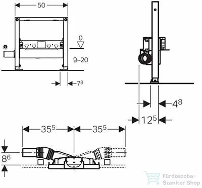 Geberit Duofix szerelőelem zuhanyzókhoz, falsík alatti lefolyóval, 50 cm 111.591.00.1