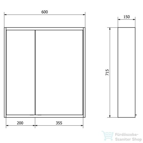Sapho BATU tükrösszekrény, LED világítással, 60x71x15cm, fehér (1141120)
