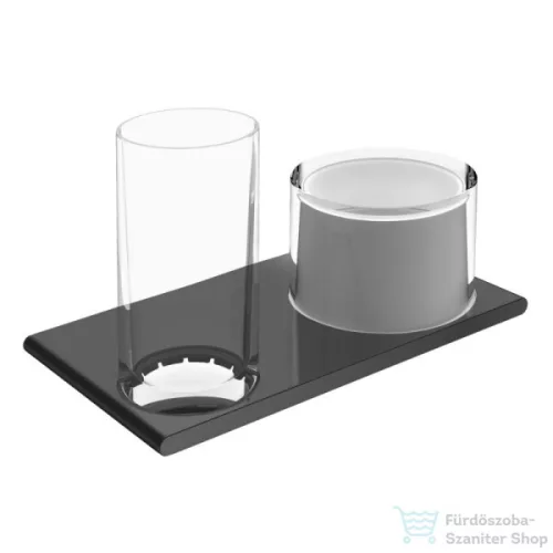 KEUCO EDITION 400 szappanadagoló, 150 ml, pohártartóval, szálcsiszolt fekete - króm 11553139000