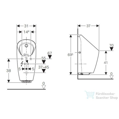 Geberit Preda vizeldekerámia integrált öblítésvezérléssel, hálózati 116.072.00.1