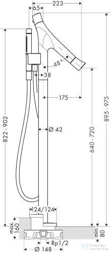 Hansgrohe AXOR Starck Organic termosztátos szabadon álló kádtöltő csaptelep,szálcsiszolt nikkel 12016820