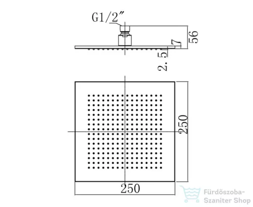Sapho Zuhanyfej, szögletes, 25x25cm, króm 1203-05