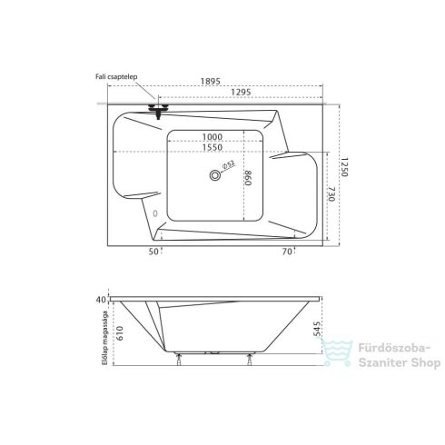 M-Acryl Grande 190x125 kétszemélyes kád 12038