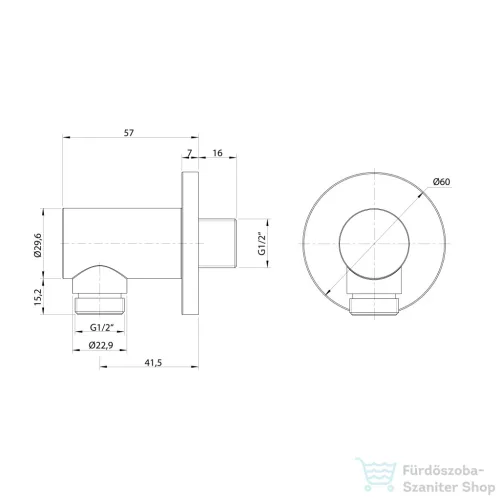 Sapho kerek fali csatlakozó zuhanyzóhoz, matt arany 1205-01GB