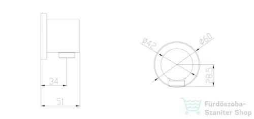 Sapho Kerek fali csatlakozó zuhanyzóhoz, króm 1205-01