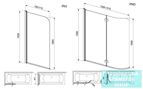 Radaway Eos PNJ 70 kádparaván balos 1205101-101L