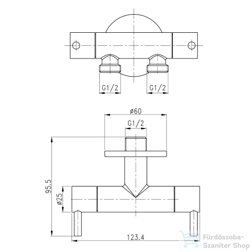 Sapho Bidé zuhany 2 szeleppel, bekötés a WC tartályhoz, 115cm gécső, tartóval, króm 1209-04-B