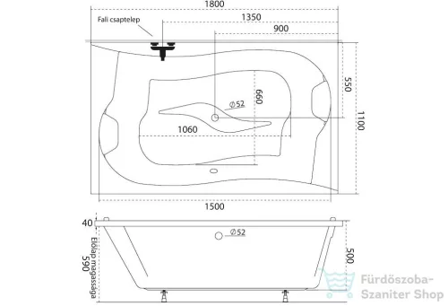 M-Acryl Royal 180x110 kétszemélyes kád 12093