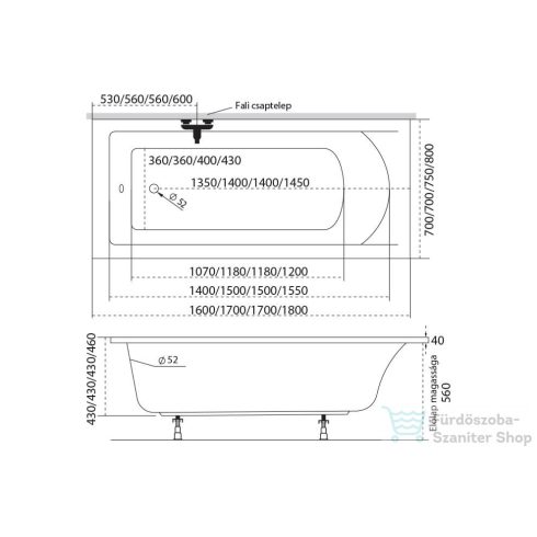 M-Acryl Fresh 160x70 egyenes kád 12120