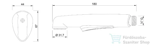 Sapho DELUXE bidé zuhany, tartóval, gégecső nélkül, ABS/króm 12327205017