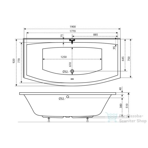 M-Acryl Relax 190x90 egyenes kád 12401