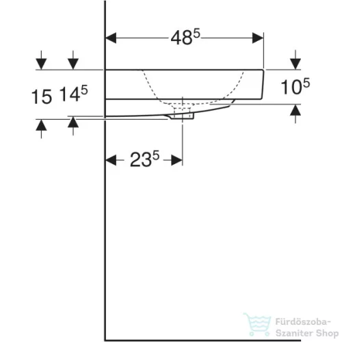 Geberit iCON 60x48,5 cm-es mosdó csaplyuk nélkül,fehér 124063000