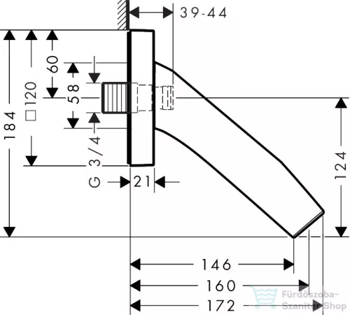 Hansgrohe AXOR STARCK ORGANIC 16 cm-es kádkifolyó,rozsdamentes acél hatású 12417800