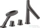 Hansgrohe Axor Starck Organic 4 üléses peremre szerelhető termosztátos kádtöltő csaptelep,szálcsiszolt fekete króm 12425340