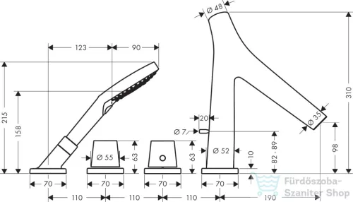 Hansgrohe AXOR Starck Organic 4 üléses,termosztátos kádtöltő csaptelep,szálcsiszolt arany hatású 12426250