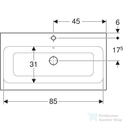 Geberit iCON 90x48,5 cm-es pultra ültethető mosdó,fehér 124590000
