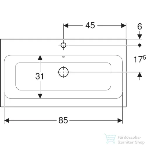 Geberit iCON 90x48,5 cm-es pultra ültethető mosdó,fehér 124590000