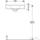 Geberit iCON 46x33 cm-es sarok kézmosó csaplyuk-és túlfolyó nélkül,fehér 124730000