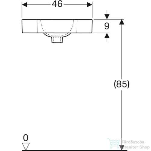 Geberit iCON 46x33 cm-es sarok kézmosó csaplyuk-és túlfolyó nélkül,fehér 124730000