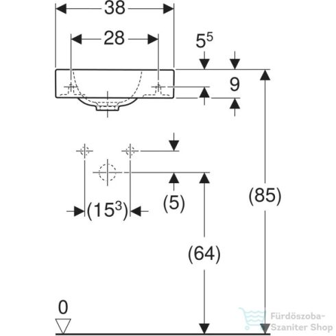 Geberit iCON 38x28 cm-es mosdó jobb oldali csaplyukkal,túlfolyó nélkül,fehér 124736000