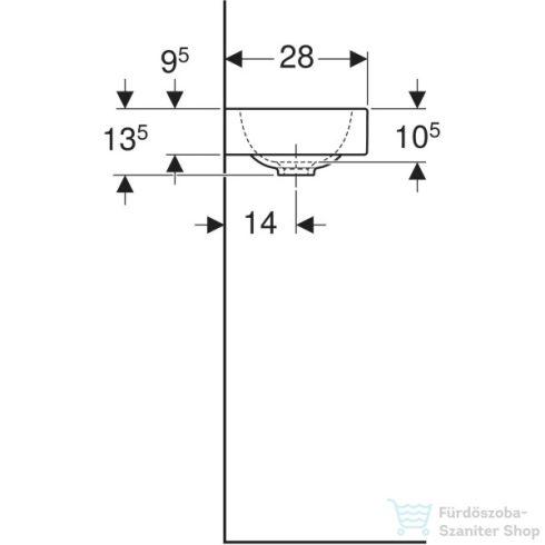 Geberit iCON 38x28 cm-es mosdó jobb oldali csaplyukkal,túlfolyó nélkül,fehér 124736000