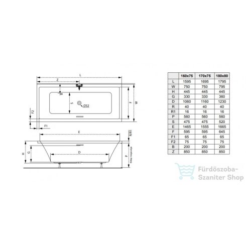 M-Acryl Sabina Pro 180x80 egyenes kád 12481