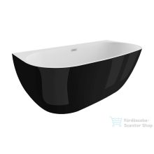   M-Acryl Avalon 160x80 cm-es falhoz tehető szabadonálló kád, fényes fekete 12489