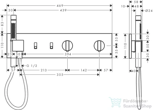 Hansgrohe AXOR SHOWERCOMPOSITION 2 utas termosztátos falsík alatti kád /zuhany csaptelep,szálcsiszolt arany hatású 12571250