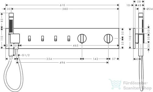 Hansgrohe AXOR SHOWERCOMPOSITION 4 utas termosztátos falsík alatti kád /zuhany csaptelep,szálcsiszolt nikkel 12573820