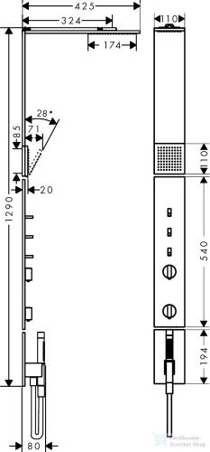 Hansgrohe AXOR SHOWERCOMPOSITION termosztátos zuhanyrendszer vállzuhannyal,matt fekete 12595670