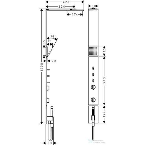 Hansgrohe AXOR SHOWERCOMPOSITION termosztátos zuhanyrendszer vállzuhannyal,szálcsiszolt sárgaréz hatású 12595950
