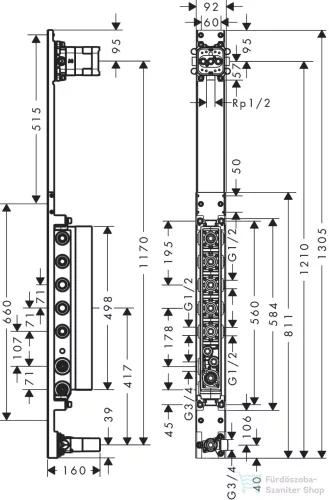 Hansgrohe AXOR Showercomposition alaptest zuhanyrendszerhez,12676180