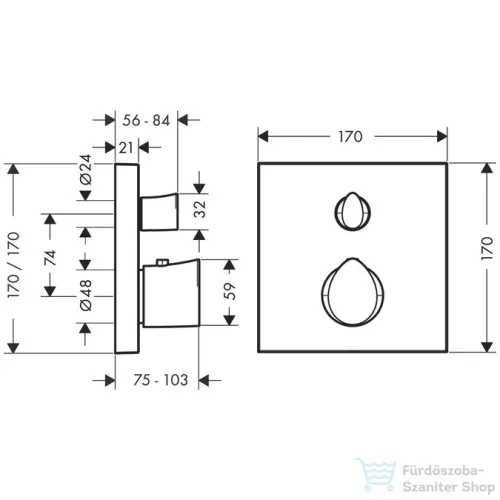 Hansgrohe Axor Starck Organic termosztátos csaptelep színkészlet, falsík alatti szereléshez, elzárószeleppel, króm, DN15 12715000