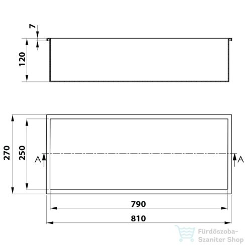 Sapho INSERTA burkolható süllyesztett polc, 800x260mm, antracit (1301-82B)