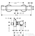 Hansgrohe HG Ecostat Comfort falsíkon kívüli zuhanycsaptelep DN15 króm 13116000