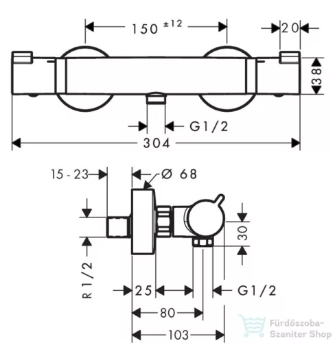Hansgrohe HG Ecostat Comfort falsíkon kívüli zuhanycsaptelep DN15 króm 13116000