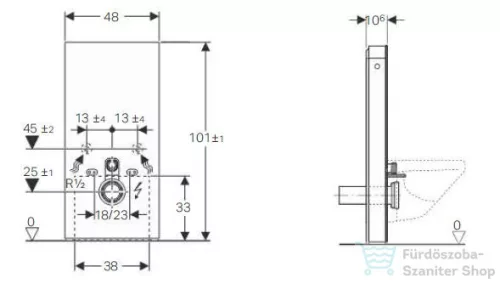 Geberit Monolith Plus szanitermodul fali WC-hez, 101 cm, fehér üveg 131.221.SI.5