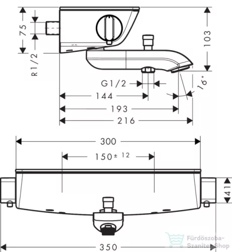 Hansgrohe HG Ecostat Select falsíkon kívüli kádtermosztát DN15 13141000