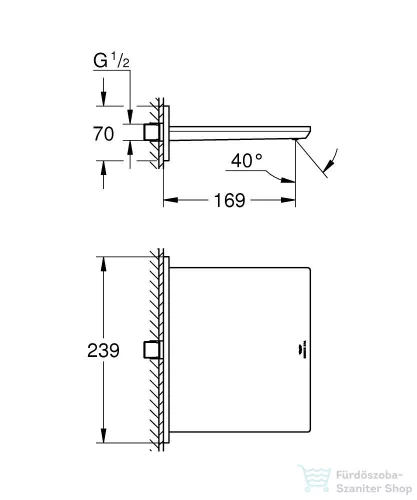 Grohe ALLURE 16,9 cm-es kádkifolyó üveg takarólemezzel,Króm 13317001